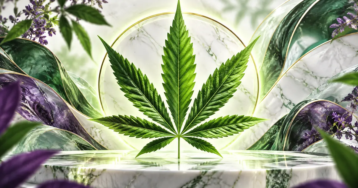 Sativa strain guide artwork Illustrated green cannabis leaf macro for sativa strain guides